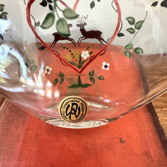 Vintage Tiroler Crystalglas Wolke German Glass Liquor Decanter Hand panted - Picture 4 of 12